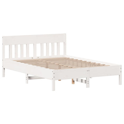 Bedframe met hoofdbord massief grenenhout wit 120x200 cm