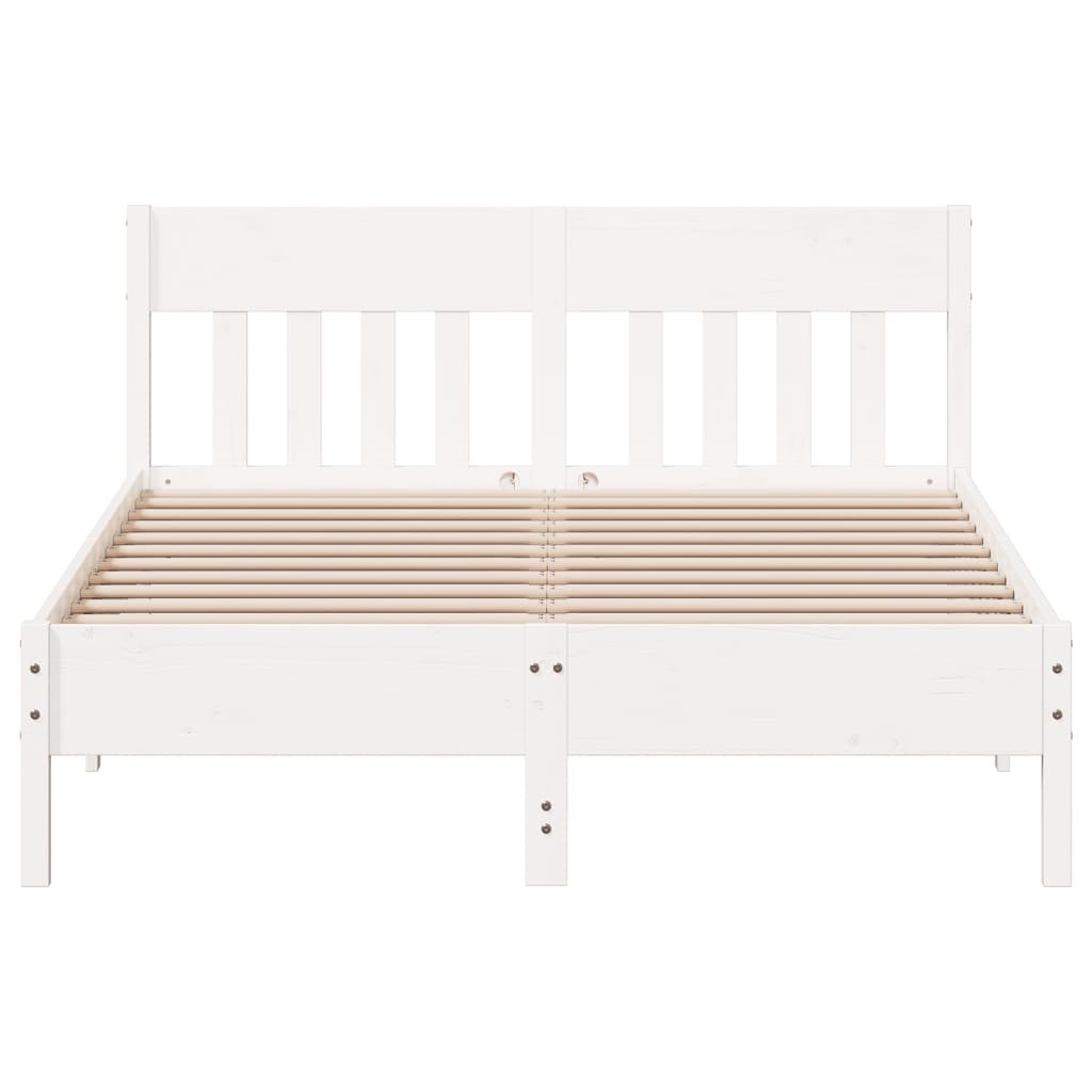 Bedframe met hoofdbord massief grenenhout wit 120x200 cm