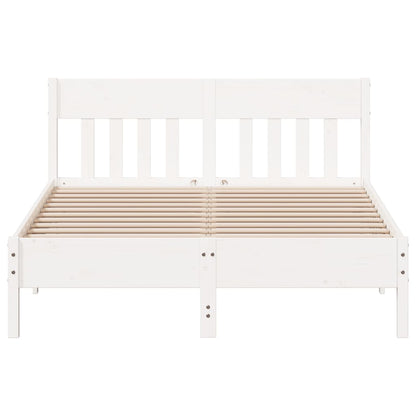 Bedframe met hoofdbord massief grenenhout wit 120x200 cm