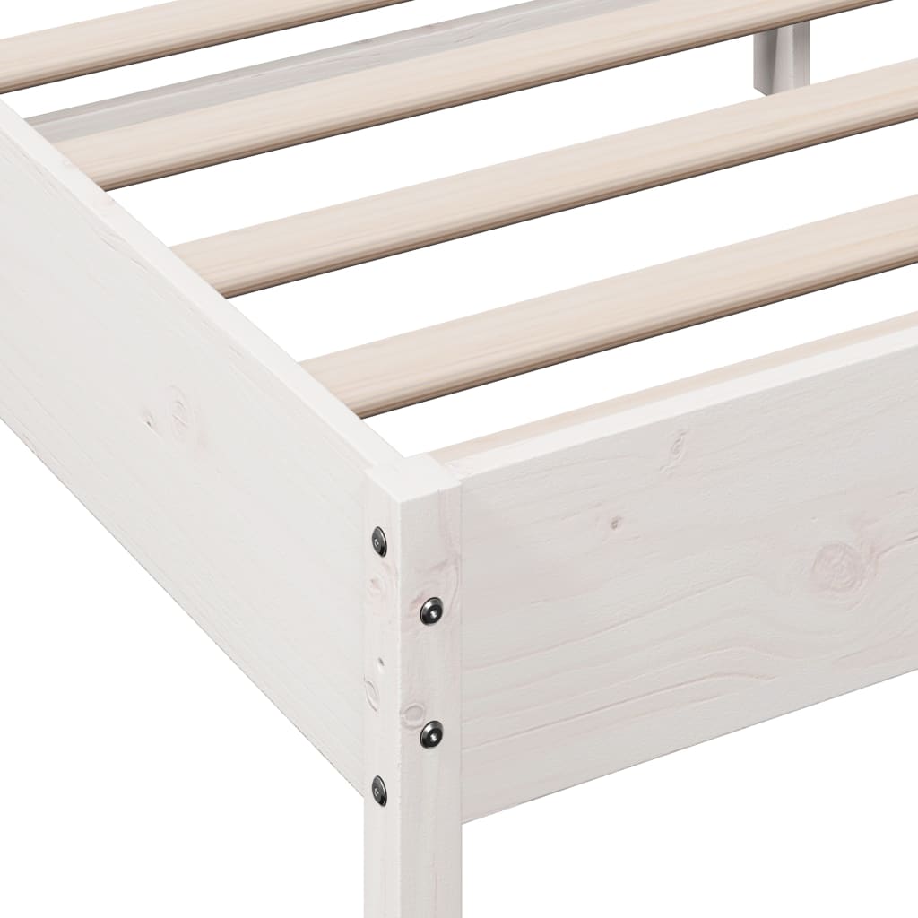Bedframe met hoofdbord massief grenenhout wit 120x200 cm