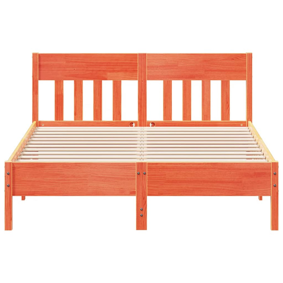 Bedframe Met Hoofdbord Massief Grenenhout Was Bruin 120 x 200 cm