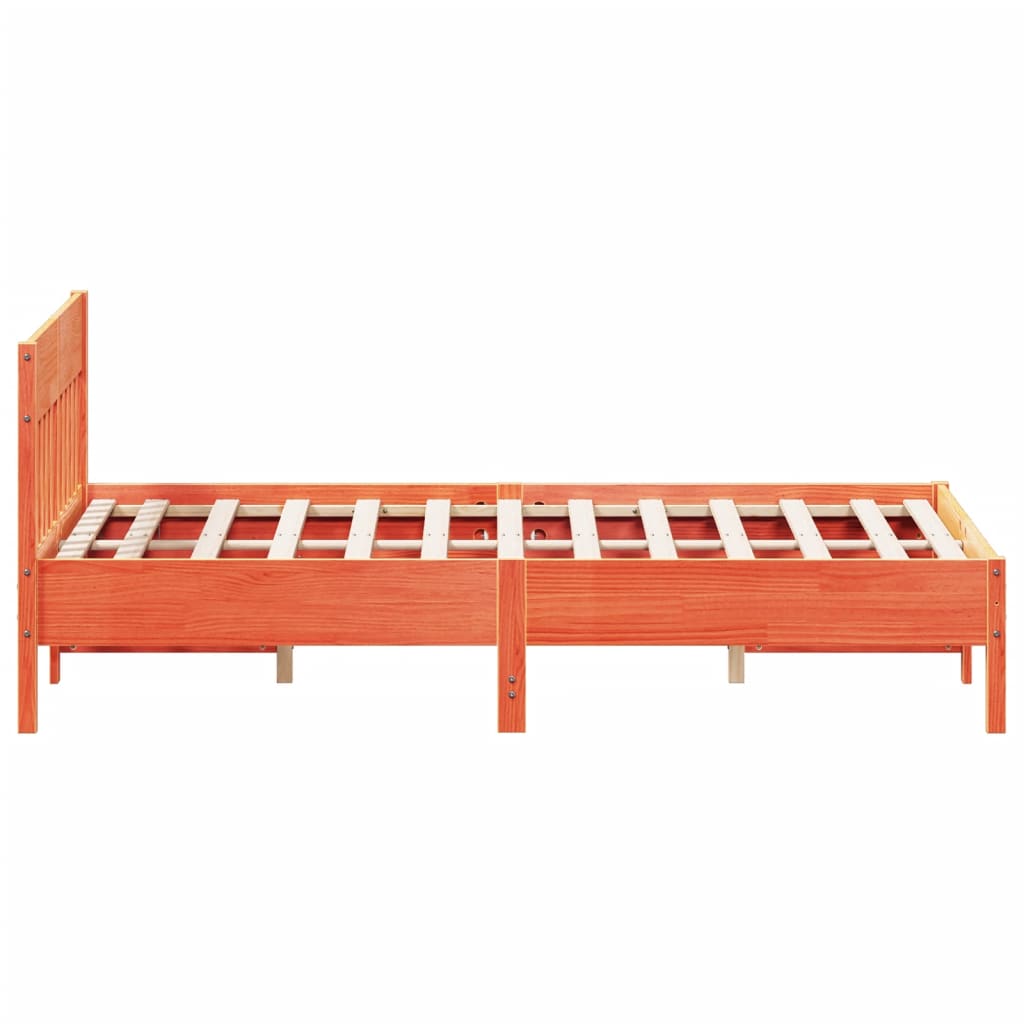 Bedframe Met Hoofdbord Massief Grenenhout Was Bruin 120 x 200 cm