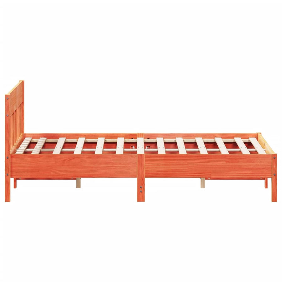 Bedframe Met Hoofdbord Massief Grenenhout Was Bruin 120 x 200 cm