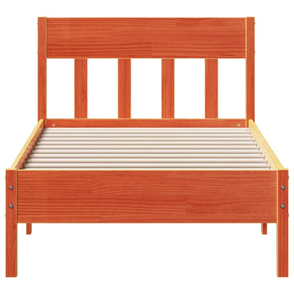 Bedframe Met Hoofdbord Massief Grenenhout Was Bruin 100 x 200 cm