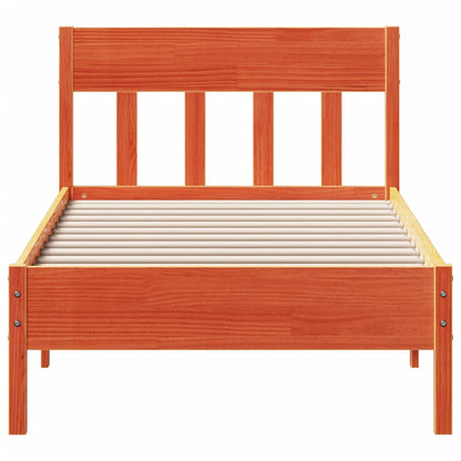 Bedframe Met Hoofdbord Massief Grenenhout Was Bruin 90 x 200 cm