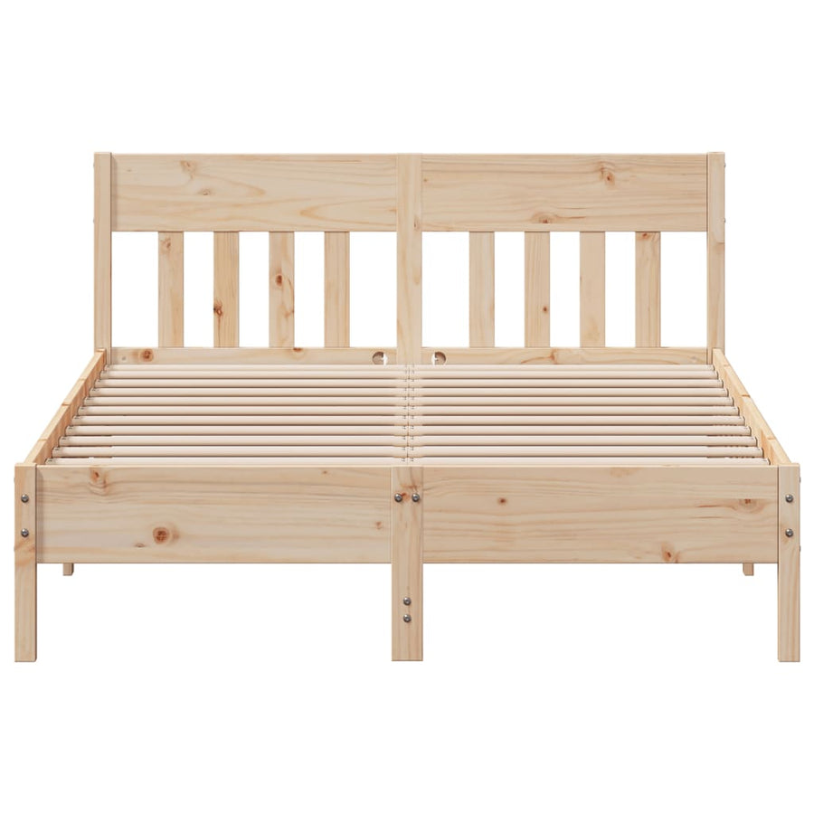 Bedframe met hoofdbord massief grenenhout 140x190 cm