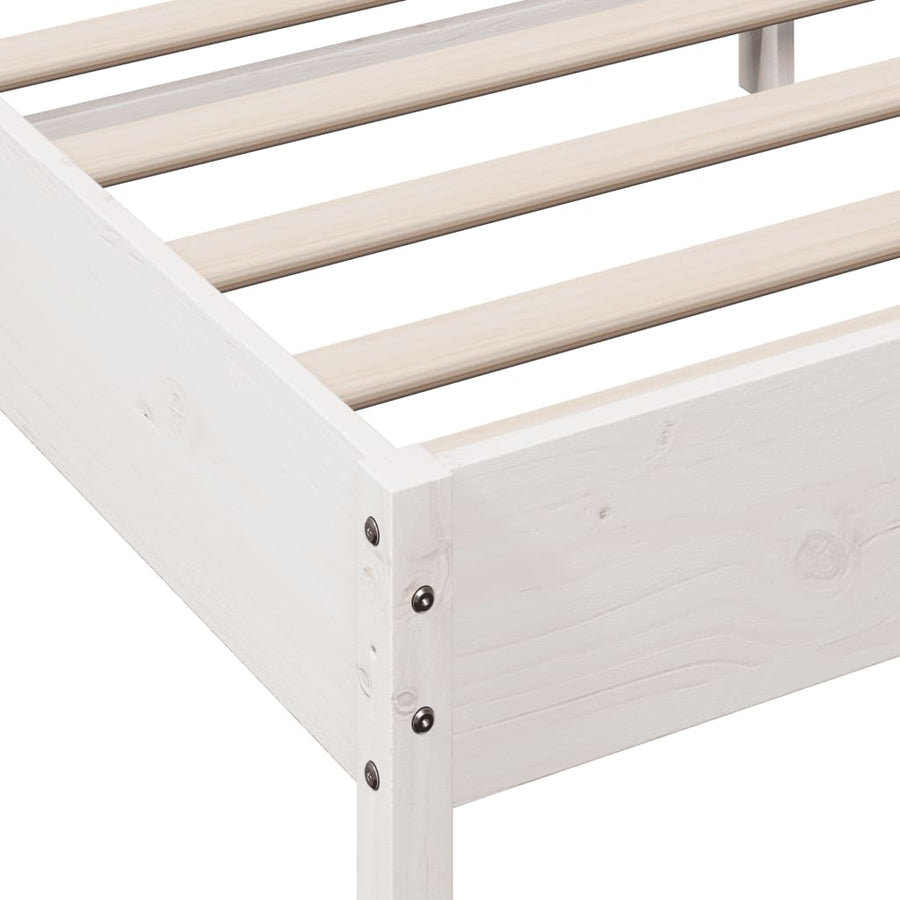 Bedframe met hoofdbord massief grenenhout wit 135x190 cm