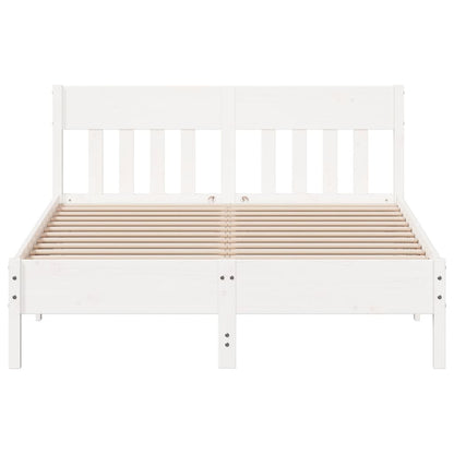 Bedframe met hoofdbord massief grenenhout wit 120x190 cm