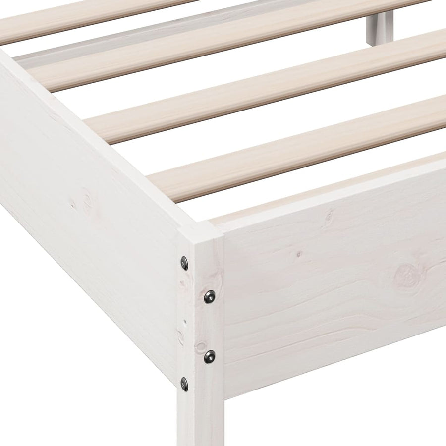 Bedframe met hoofdbord massief grenenhout wit 120x190 cm