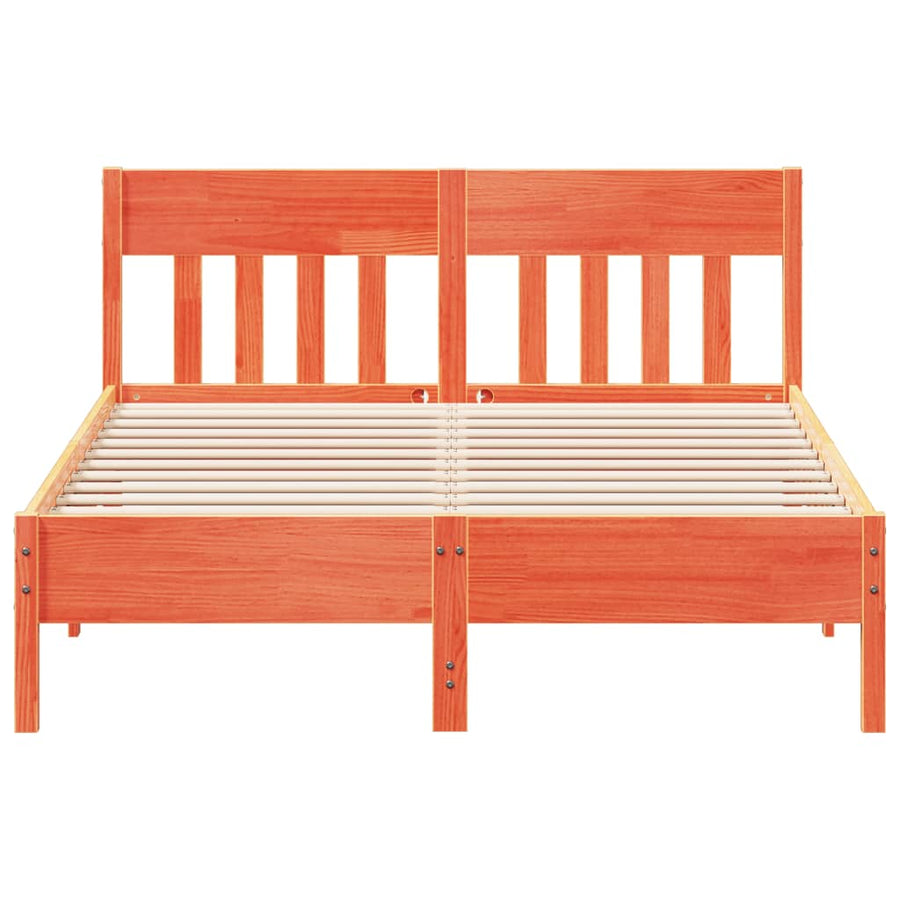 Bedframe Met Hoofdbord Massief Grenenhout Was Bruin 120 x 190 cm