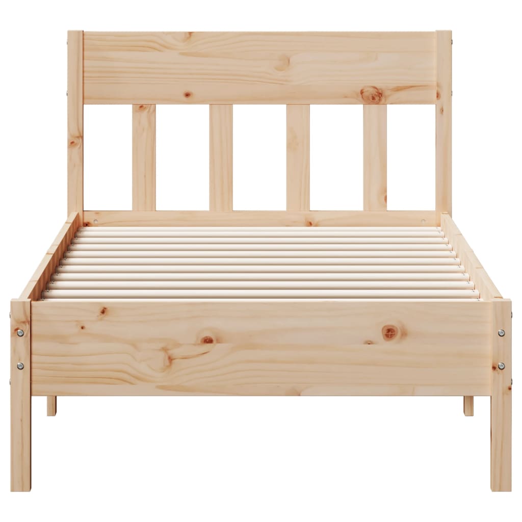 Bedframe met hoofdbord massief grenenhout 90x190 cm