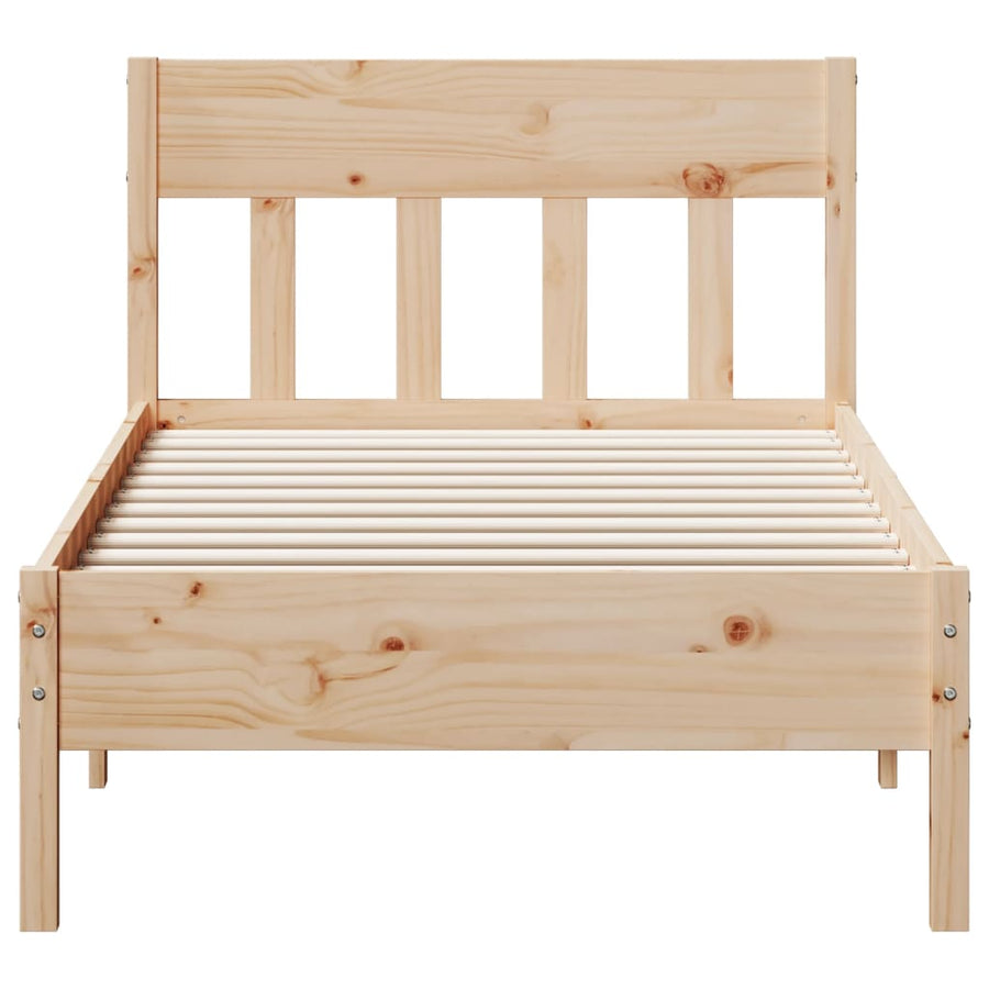 Bedframe met hoofdbord massief grenenhout 90x190 cm