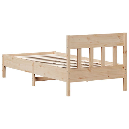Bedframe met hoofdbord massief grenenhout 90x190 cm