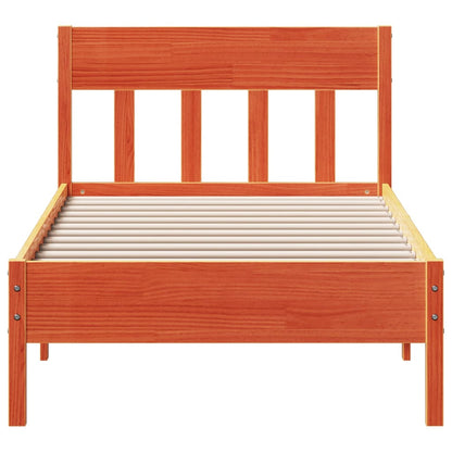 Bedframe met hoofdbord massief grenenhout wasbruin 90x190 cm 90 x 190 cm Bruin
