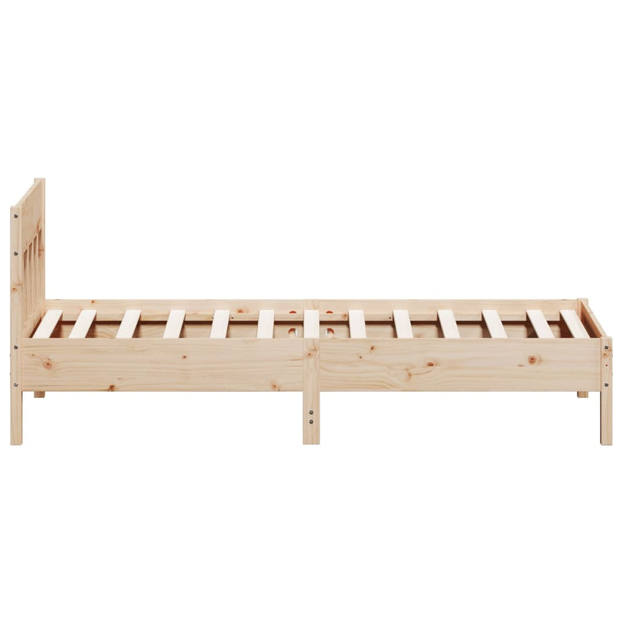 Bedframe met hoofdbord massief grenenhout 75x190 cm