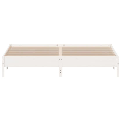 Bedframe massief grenenhout wit 200x200 cm