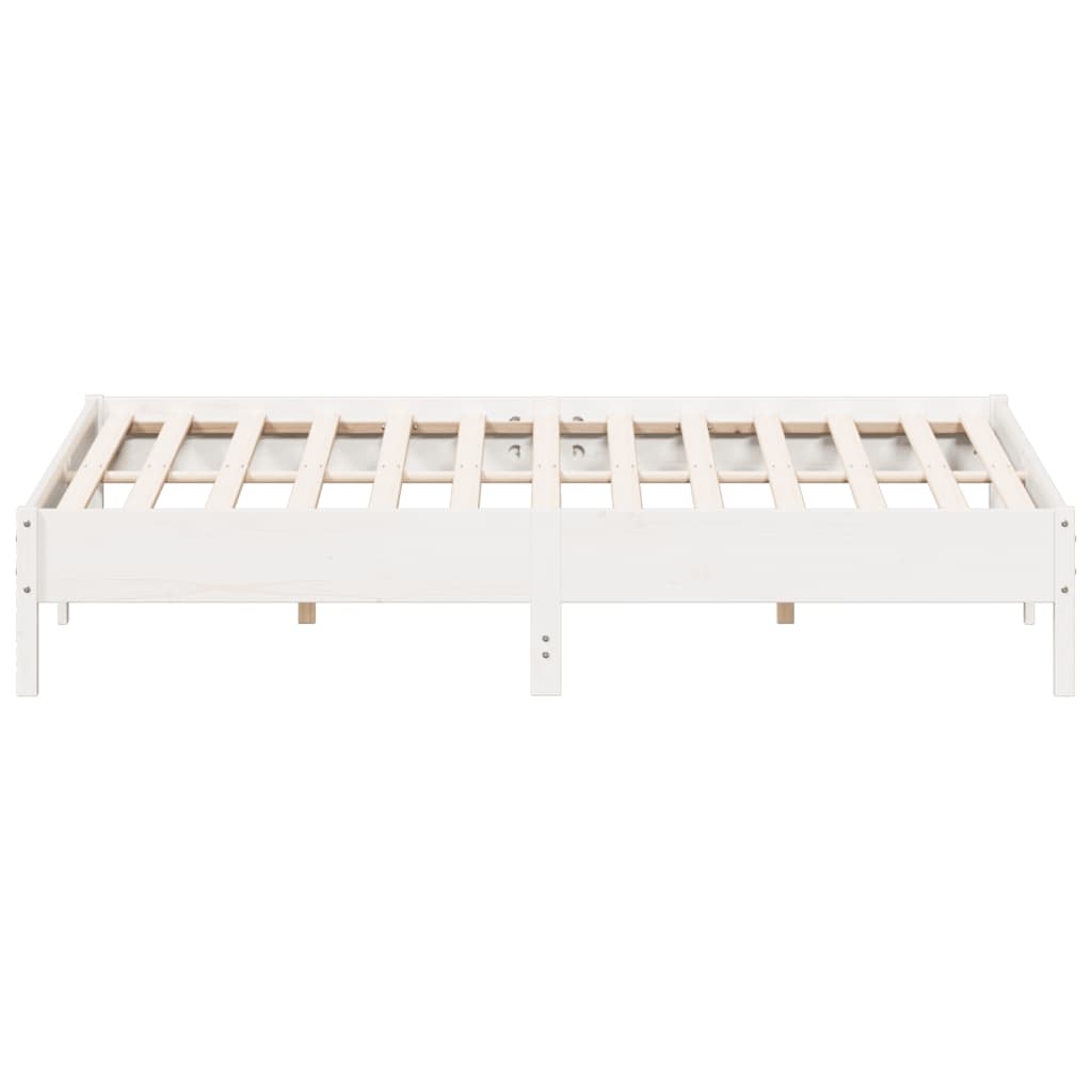 Bedframe massief grenenhout wit 200x200 cm