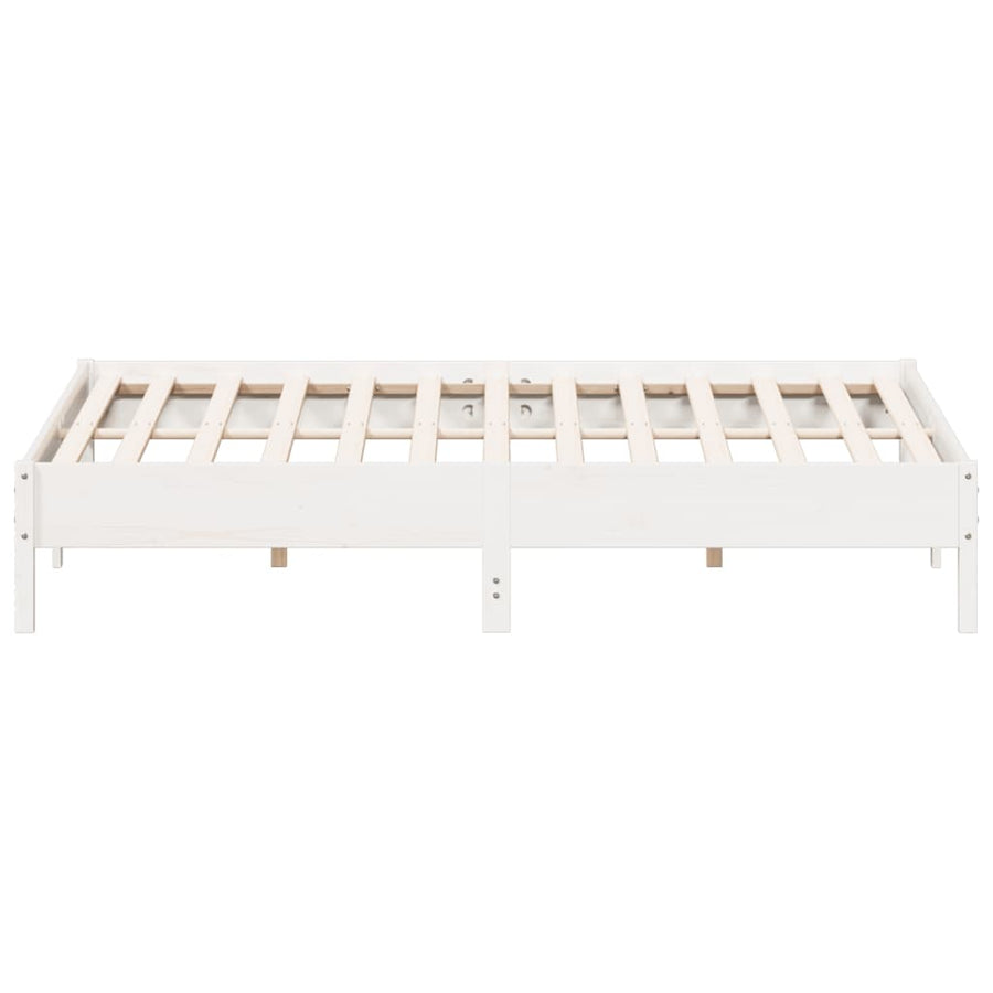 Bedframe massief grenenhout wit 200x200 cm
