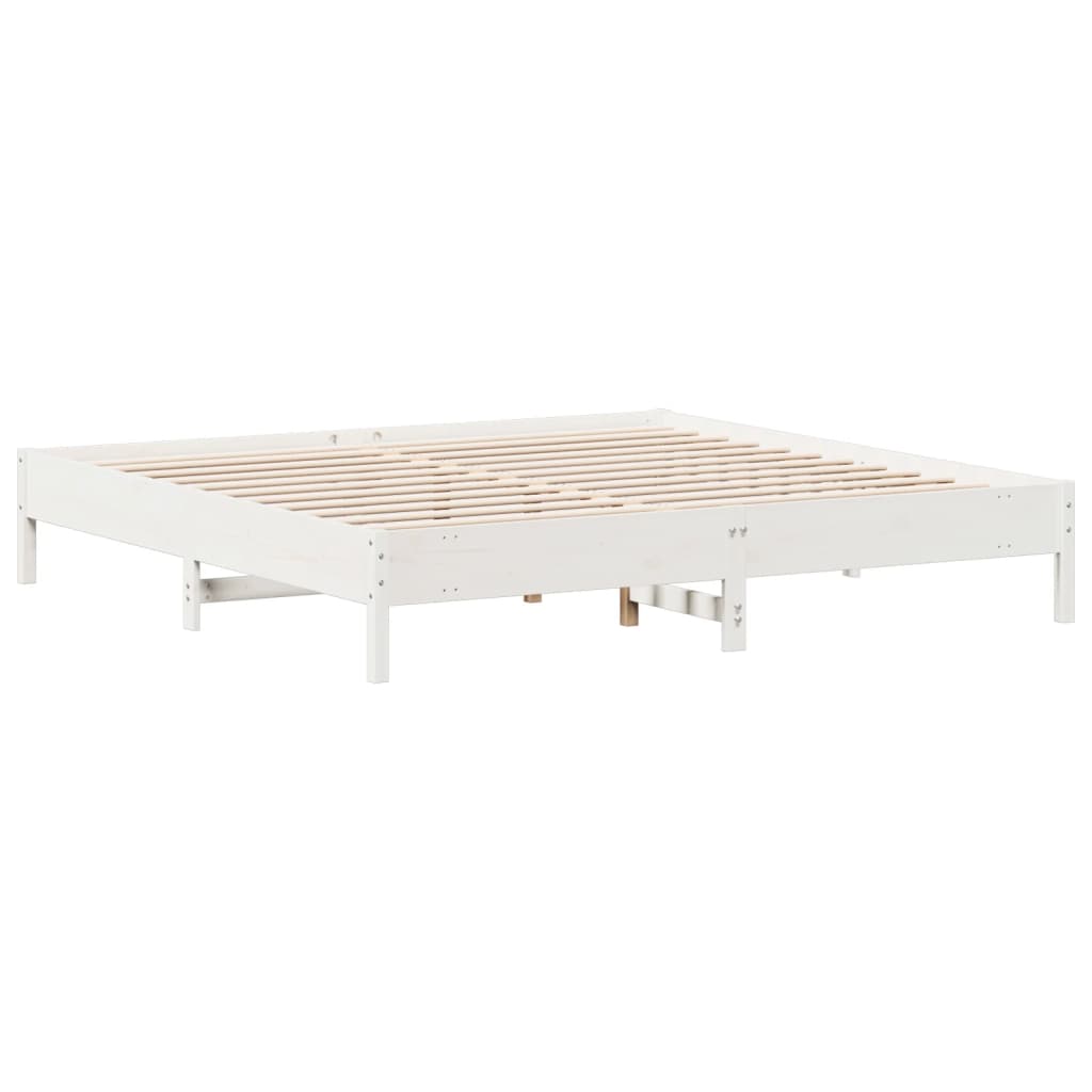 Bedframe massief grenenhout wit 200x200 cm