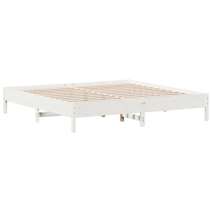 Bedframe massief grenenhout wit 200x200 cm