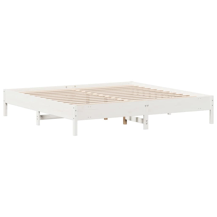 Bedframe massief grenenhout wit 200x200 cm