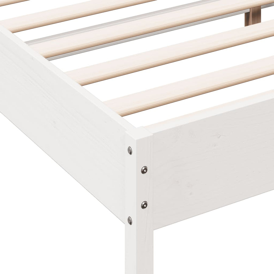 Bedframe massief grenenhout wit 200x200 cm