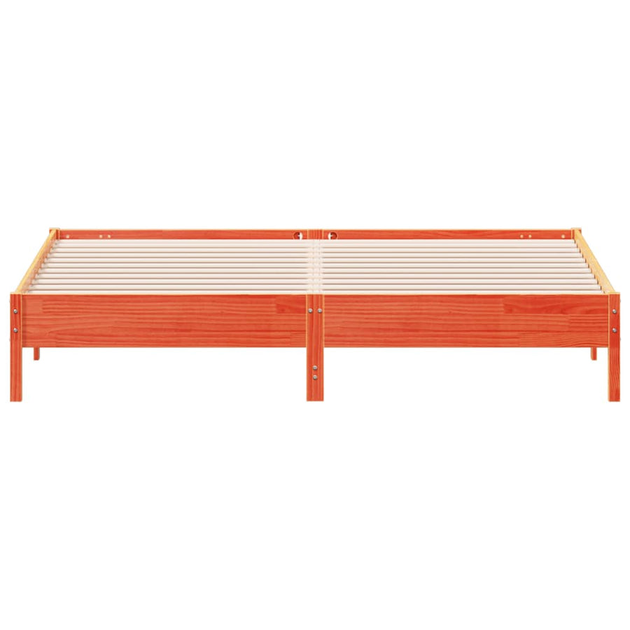 Bedframe massief grenenhout wasbruin 200x200 cm