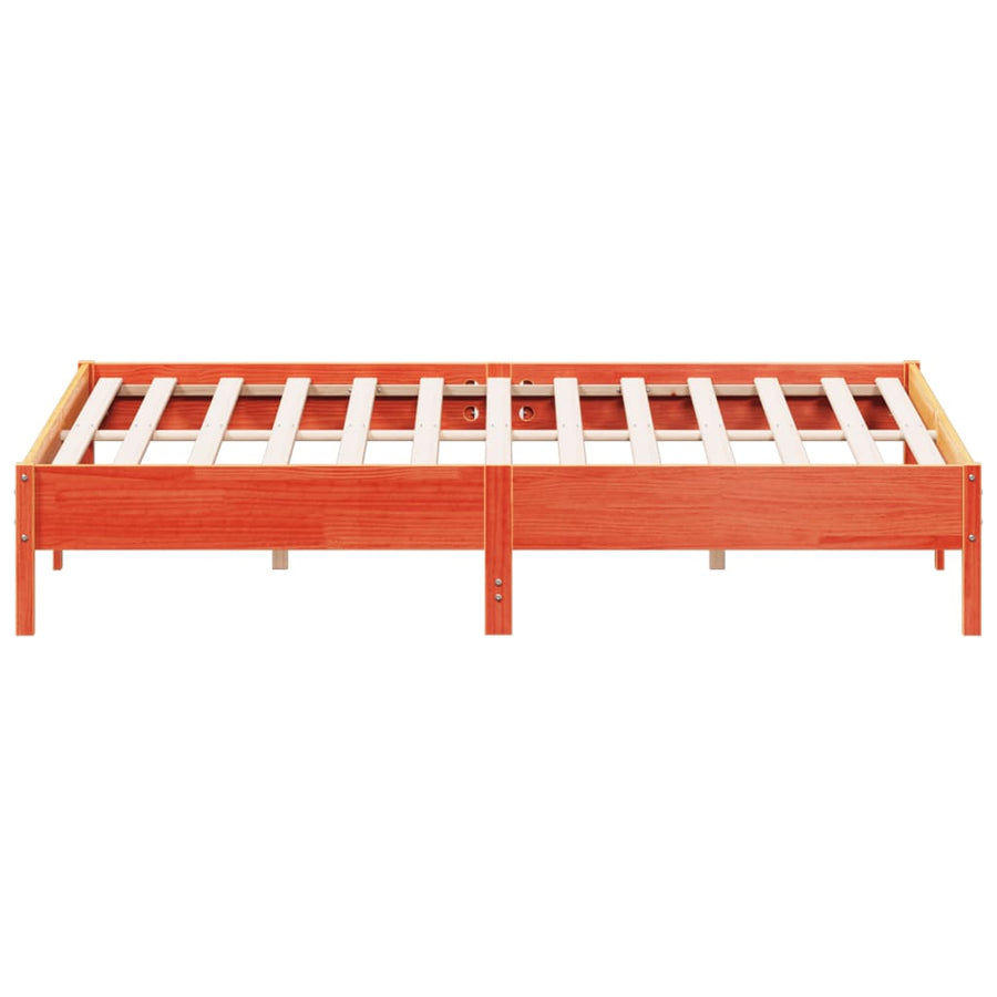 Bedframe massief grenenhout wasbruin 200x200 cm
