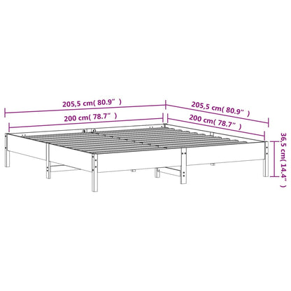 Bedframe massief grenenhout wasbruin 200x200 cm