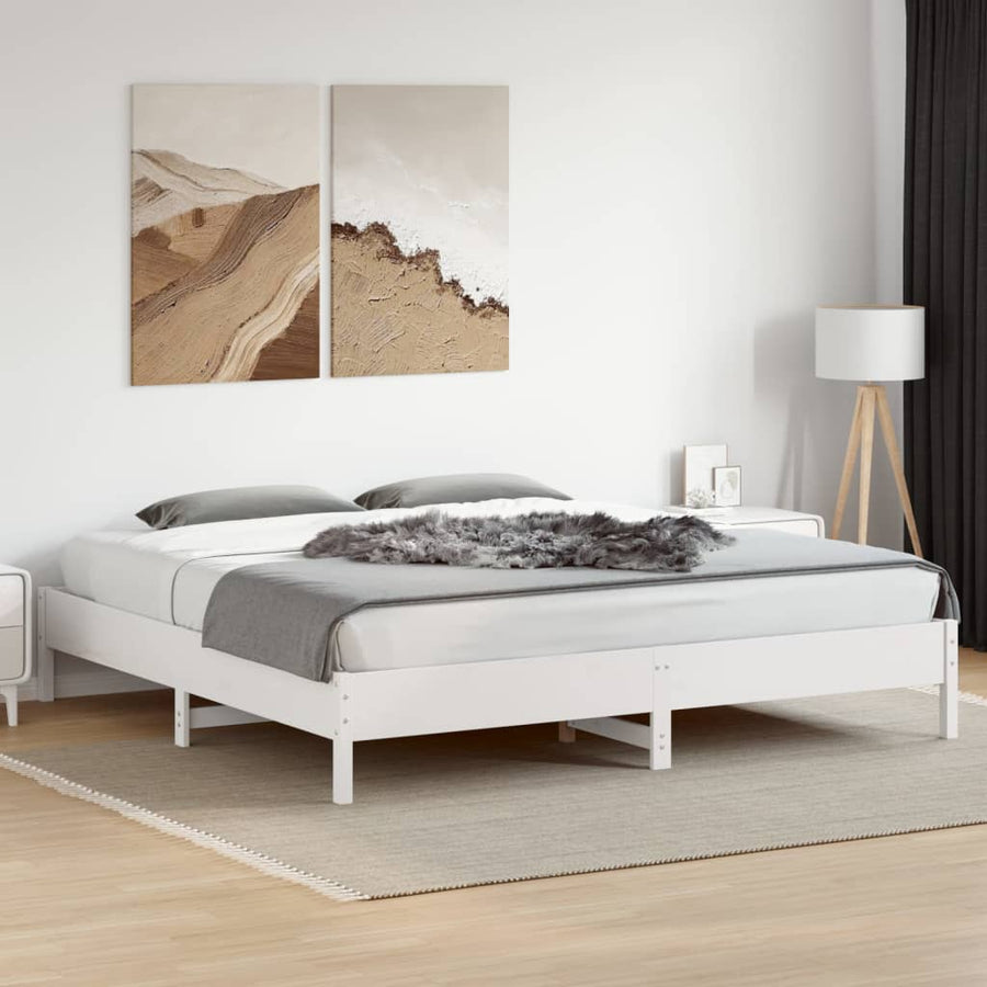Bedframe massief grenenhout wit 180x200 cm