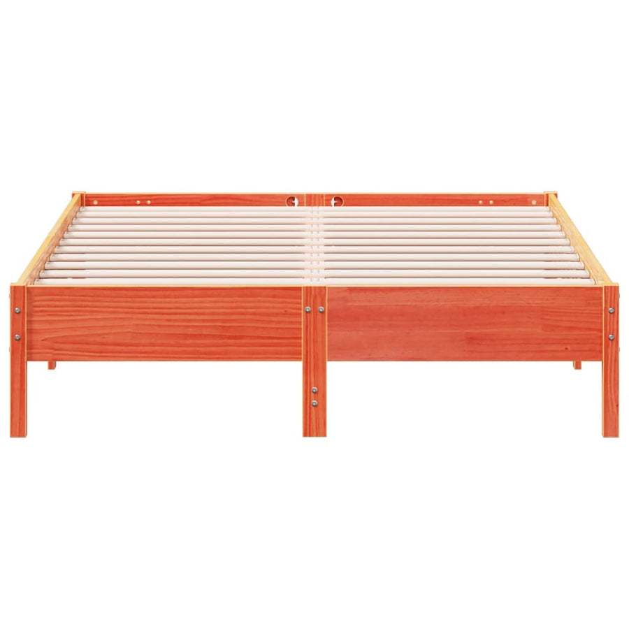 Bedframe massief grenenhout wasbruin 160x200 cm