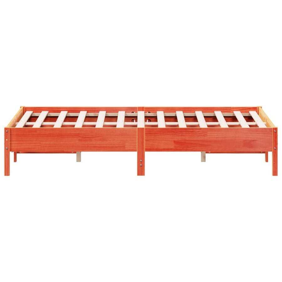 Bedframe massief grenenhout wasbruin 160x200 cm