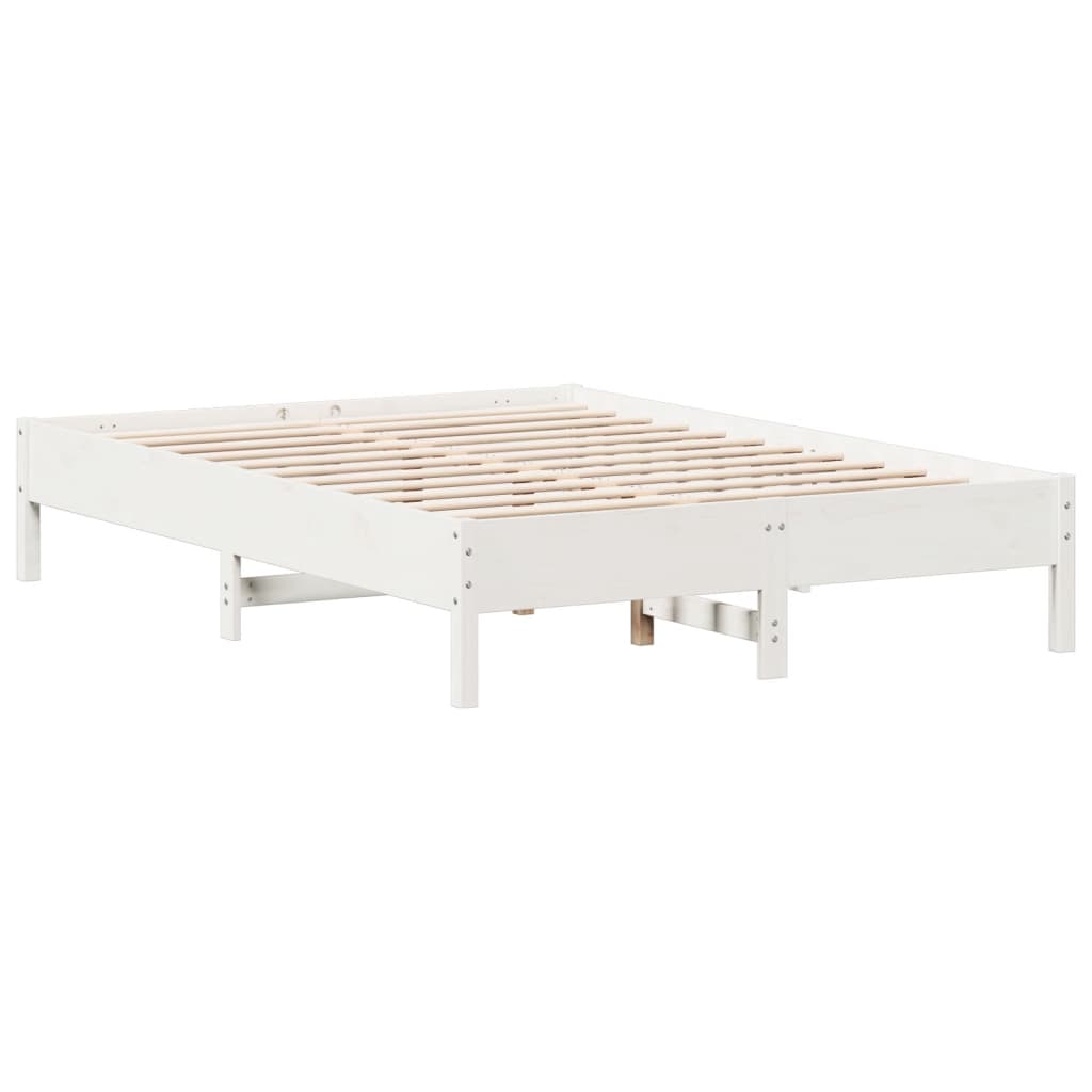 Bedframe massief grenenhout wit 150x200 cm