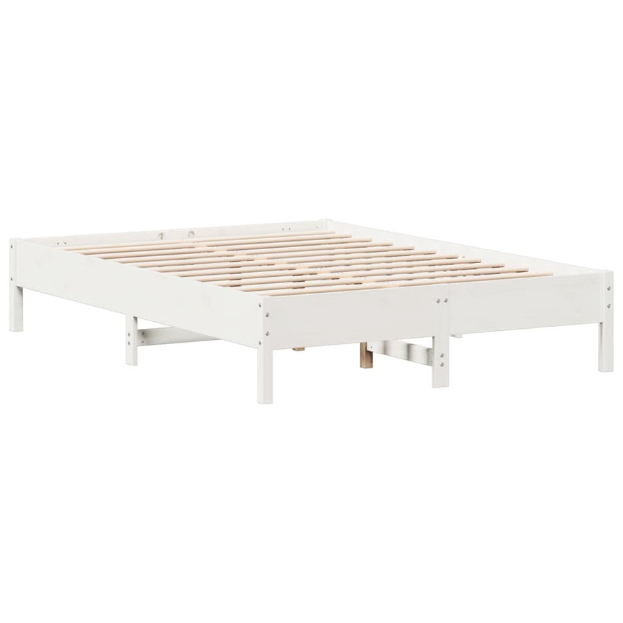 Bedframe massief grenenhout wit 150x200 cm