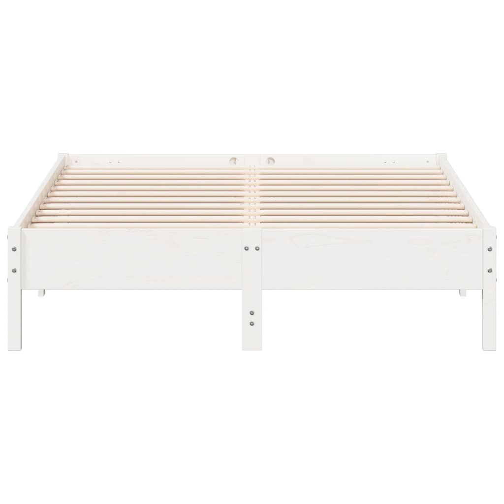 Bedframe massief grenenhout wit 150x200 cm