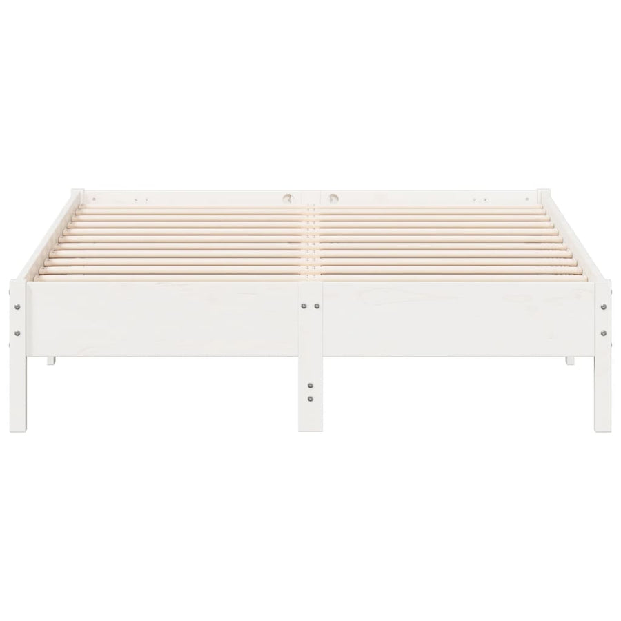 Bedframe massief grenenhout wit 150x200 cm