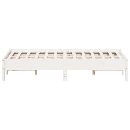 Bedframe massief grenenhout wit 150x200 cm