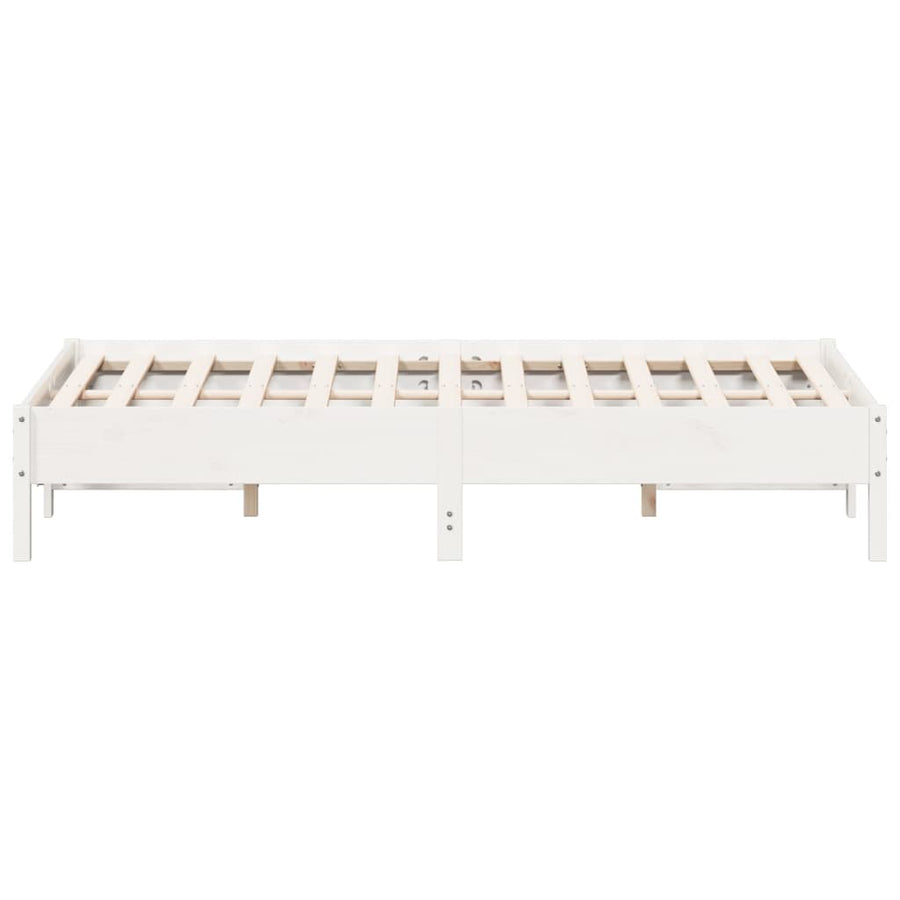 Bedframe massief grenenhout wit 150x200 cm