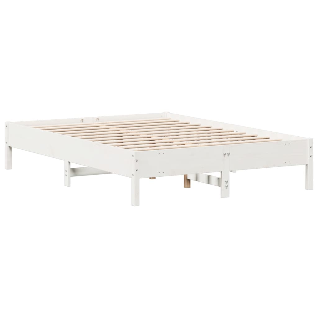 Bedframe massief grenenhout wit 150x200 cm