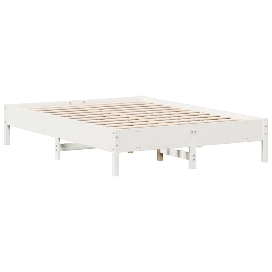 Bedframe massief grenenhout wit 150x200 cm