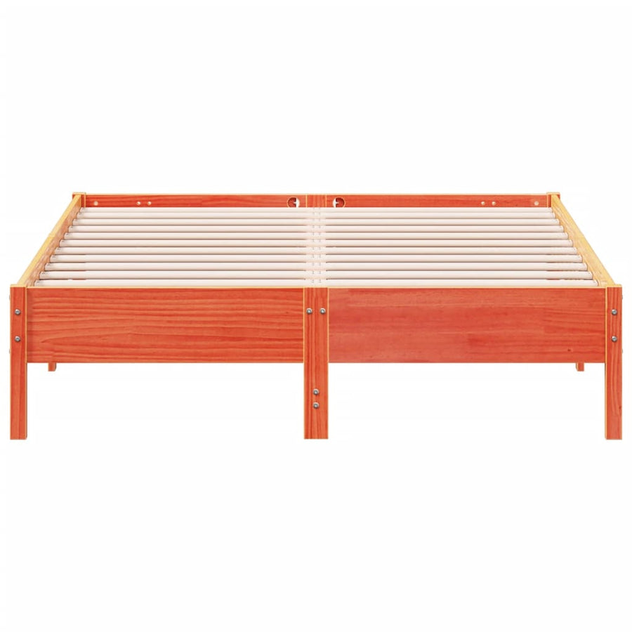 Bedframe massief grenenhout wasbruin 150x200 cm