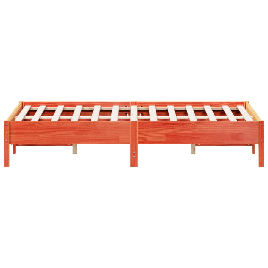Bedframe massief grenenhout wasbruin 150x200 cm