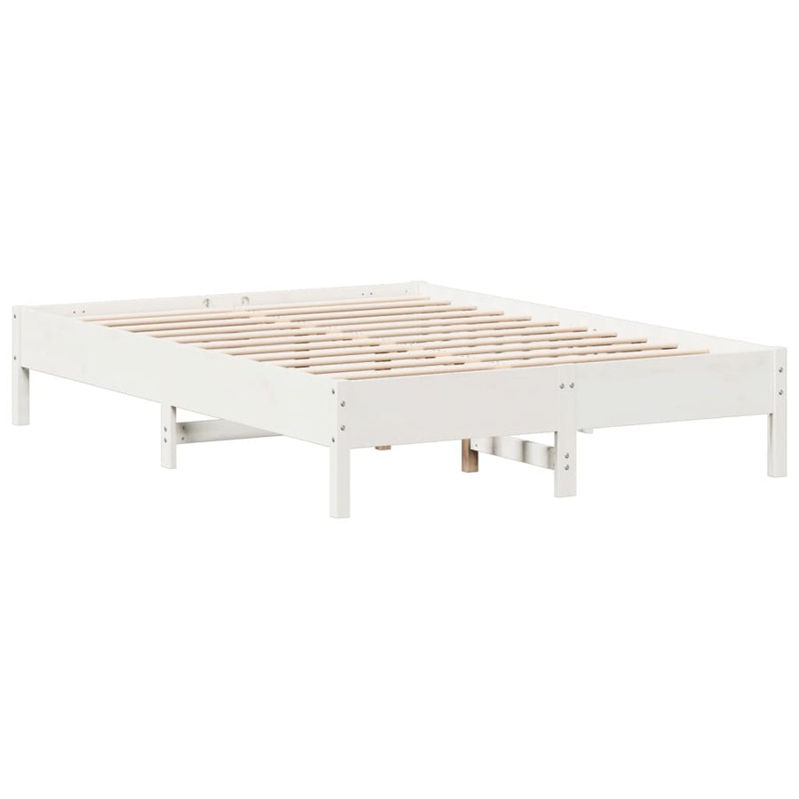 Bedframe massief grenenhout wit 140x200 cm