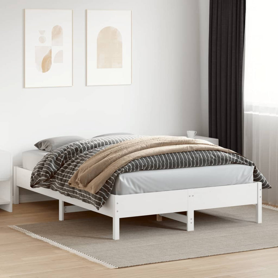 Bedframe massief grenenhout wit 140x200 cm