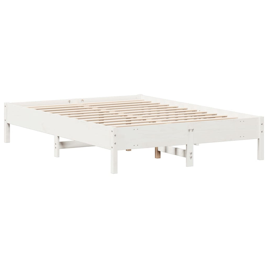 Bedframe massief grenenhout wit 140x200 cm