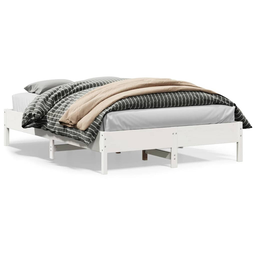 Bedframe massief grenenhout wit 140x200 cm
