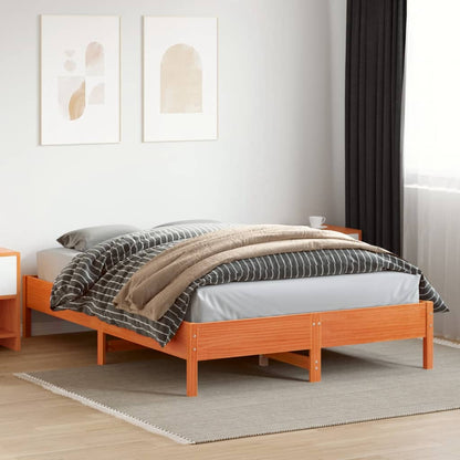 Bedframe massief grenenhout wasbruin 140x200 cm