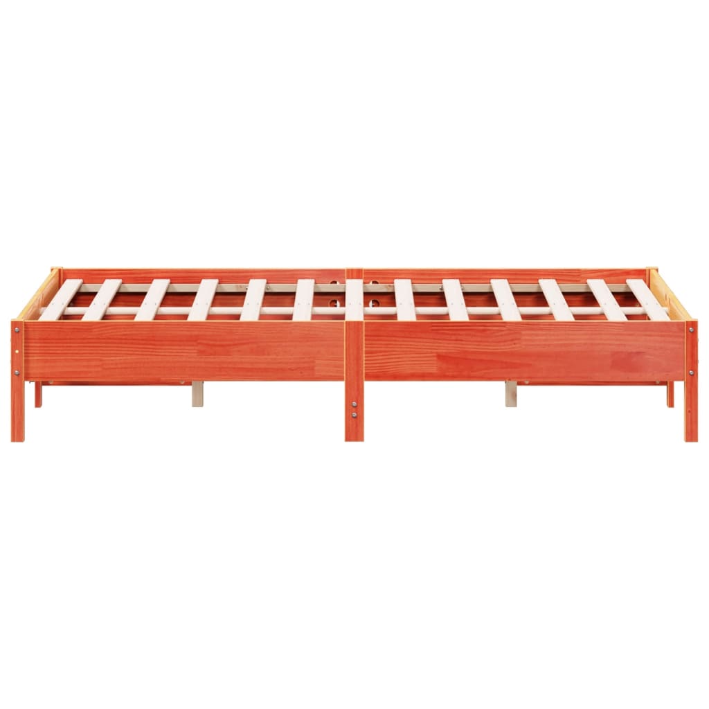 Bedframe massief grenenhout wasbruin 140x200 cm