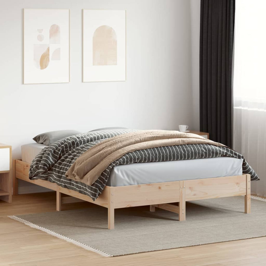 Bedframe massief grenenhout 120x200 cm 120 x 200 cm Naturel