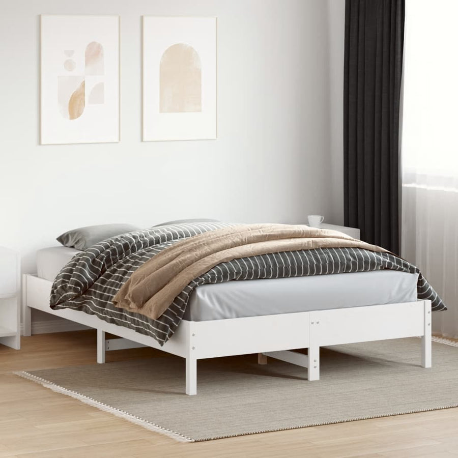 Bedframe massief grenenhout wit 120x200 cm